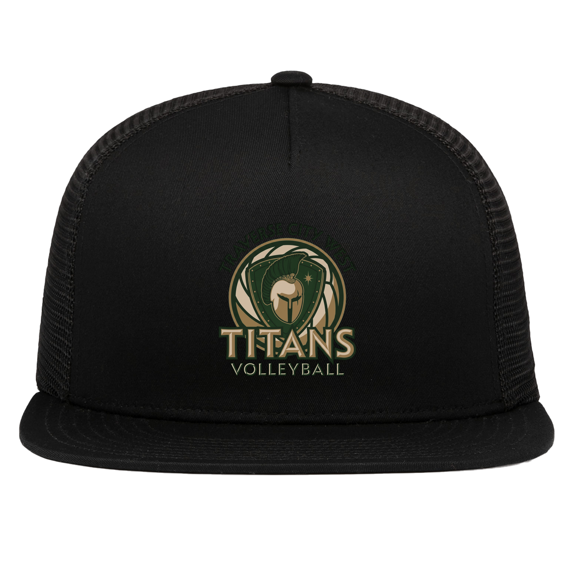 tc-titans-volleyball-bold-mascot-pacific-headwear-d-series-5-panel-trucker-snapback-cap — Black — Front — restored 2026-09-05 — source sha256 5c8c72bac915ca19aff8b0f790eee9b8c23e9994417a829ebfca753d6c627196