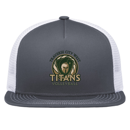 tc-titans-volleyball-bold-mascot-pacific-headwear-d-series-5-panel-trucker-snapback-cap — Graphite/White — Front — restored 2026-09-05 — source sha256 a9bfb8fb6cf8204057a5376fa8313147e18486d66d3469b9b27b5f00dfc93910