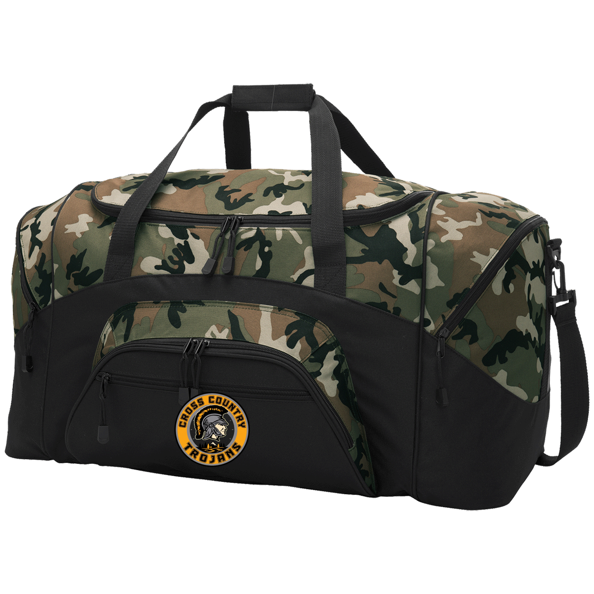 tc-trojans-cross-country-crest-port-company-sport-duffel Black/Camouflage