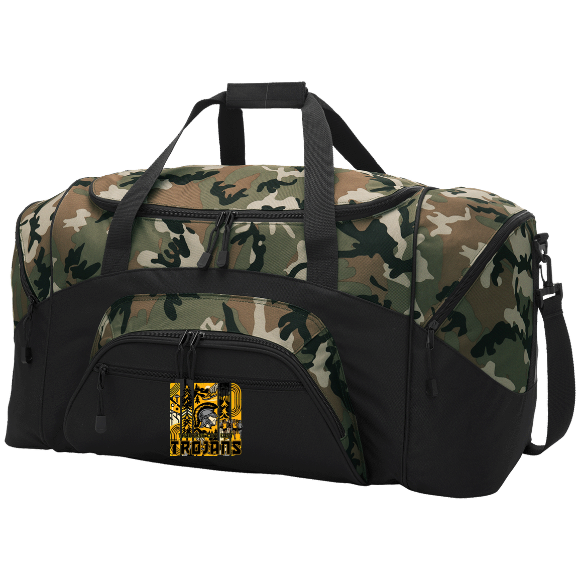tc-trojans-cross-country-tiles-port-company-sport-duffel Black/Camouflage