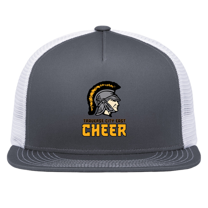 tc-trojans-cheer-basic-v2-pacific-headwear-d-series-5-panel-trucker-snapback-cap — Graphite/White — Front — source sha256 1fdf07817c260653511247bf4aafb3a90cf6942994be088ed93a38630276bb93 — Color position 4
