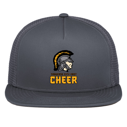 tc-trojans-cheer-basic-v2-pacific-headwear-d-series-5-panel-trucker-snapback-cap — Graphite — Front — source sha256 5d796fa2405bd606694eac43641bb1613b86b79f77627b1f0c4364ad58a08678 — Color position 3