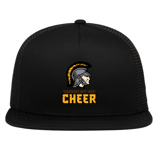 tc-trojans-cheer-basic-v2-pacific-headwear-d-series-5-panel-trucker-snapback-cap — Black — Front — source sha256 8392a677dca8ae569d7ba4232c493928cee8d6becf55a899ee04e756933a0787 — Color position 1
