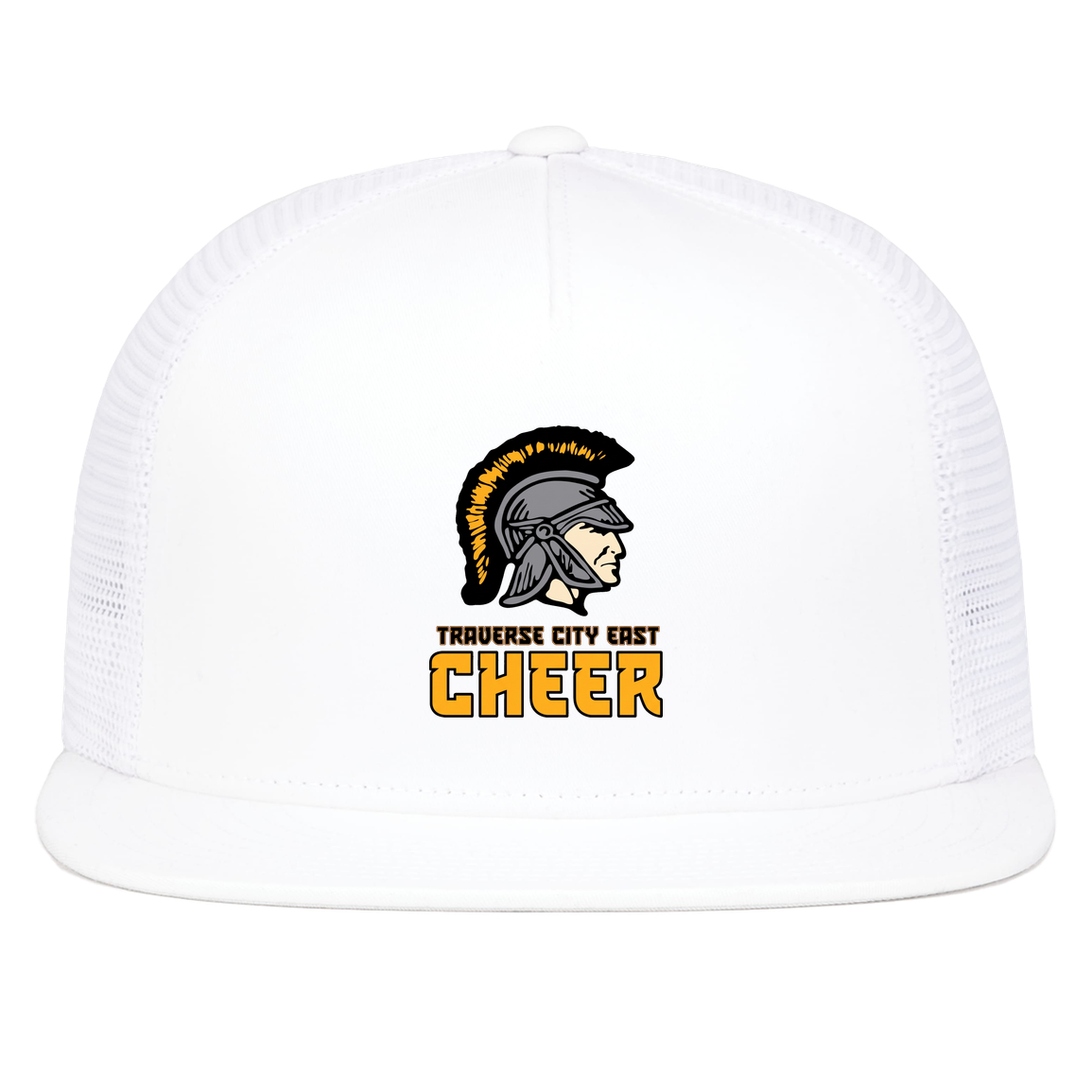 tc-trojans-cheer-basic-v2-pacific-headwear-d-series-5-panel-trucker-snapback-cap — White — Front — source sha256 aa6f32a8e0e5c4c1c2c78da5eb96926fb264db16e07b4b5337cd46749a3eb0d7 — Color position 5