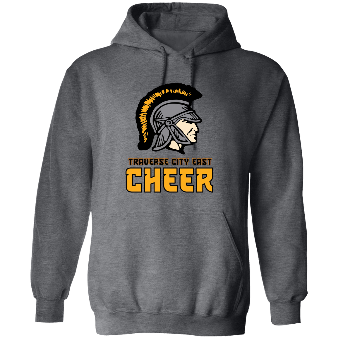 tc-trojans-cheer-basic-v2-gildan-pullover-hoodie — Dark Heather — Front — source sha256 f4d470034d5a640b5f6bcd2c9c7ddece6a17ce3b7488d05a4f811d768bf814a1 — Color position 6