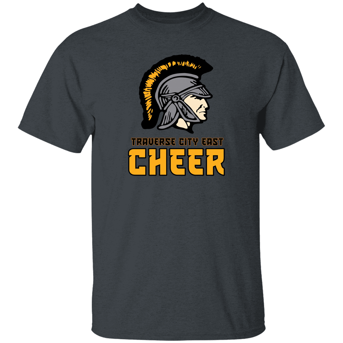 tc-trojans-cheer-basic-v2-gildan-youth-5-3-oz-100-cotton-t-shirt — Dark Heather — Front — source sha256 fa6f931f5d295a1b3ce313b9140b89ca96b2f6277c8ac3212c491a977246861d — Color position 4