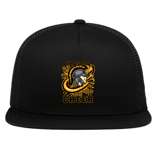tc-trojans-cheer-rally-v2-pacific-headwear-d-series-5-panel-trucker-snapback-cap — Black — Front — source sha256 077223b0886725cad6529cd77bc5724fec54e508501b462551ca3e5f9fa45ca4 — Color position 1