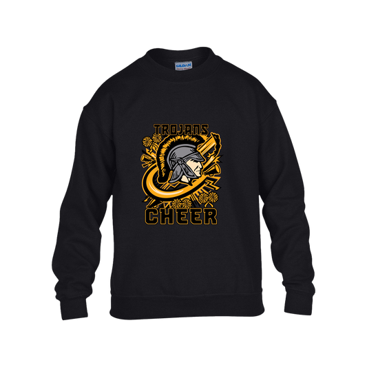 tc-trojans-cheer-rally-v2-gildan-kids-heavy-blend-fleece-crew — Black — Front — source sha256 2fed87806de4151b3d851fb08e9c2ddea815f8f45403f457f90278364e093650 — Color position 1