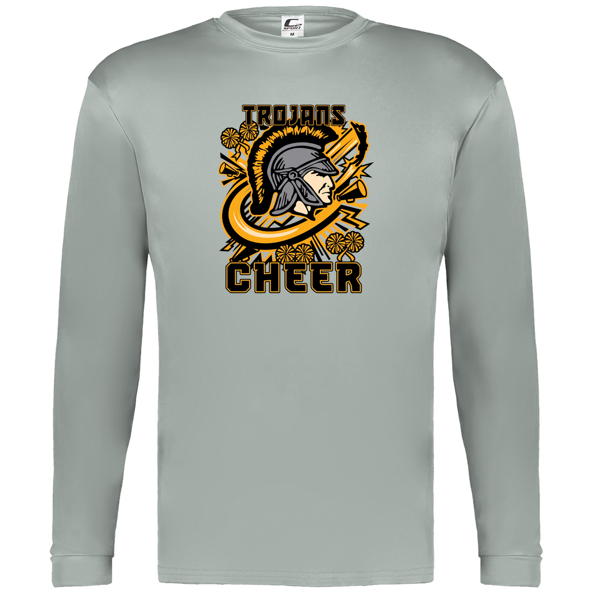 tc-trojans-cheer-rally-v2-c2-mens-performance-long-sleeve-tee — Silver — Front — source sha256 4524a6c7c9e533aae7f3c0171fd7cde39966b5fd605e019a4067c3364b11715d — Color position 3