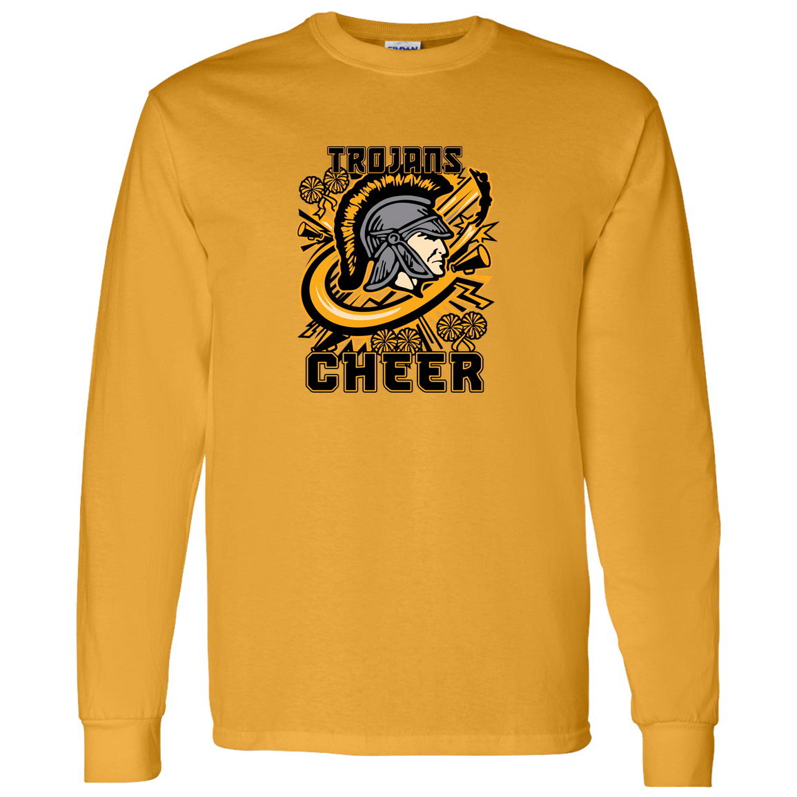 tc-trojans-cheer-rally-v2-gildan-ls-t-shirt-5-3-oz — Gold — Front — source sha256 5c329dcd027e11f4ba9709487833c2ab2f0036c3497044055a1d4f7643083baf — Color position 6