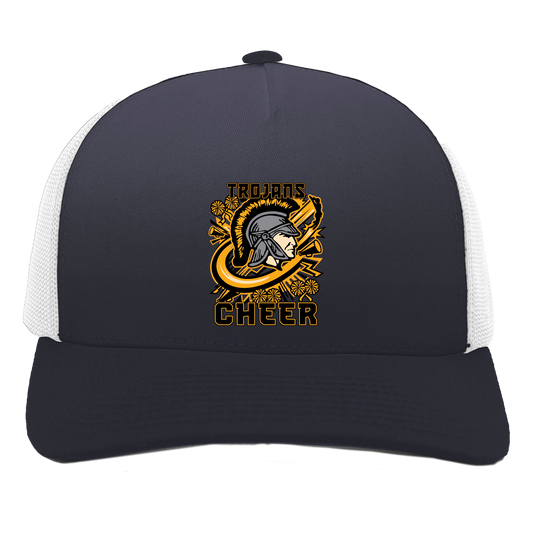 tc-trojans-cheer-rally-v2-pacific-headwear-5-panel-trucker-snapback-cap — Navy/White — Front — source sha256 d57a93c2b1a96cb199d1111a84af81b60fa34b13eae337697b6535bbc3af385b — Color position 1