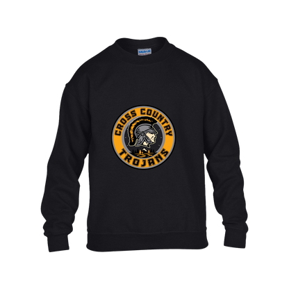 tc-trojans-cross-country-crest-v2-gildan-kids-heavy-blend-fleece-crew — Black — Front — source sha256 03b8610b3b076808853e599bdb2a07cf70e6e0b66dc8a37abd80ea30492b2c08 — Color position 1