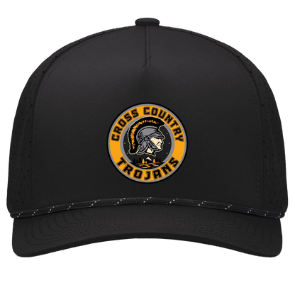 tc-trojans-cross-country-crest-v2-pacific-headwear-weekender-perforated-snapback-cap — Black/Black — Front — source sha256 15eb111fe07551968c0ebc9b7568c0b7639de10454448ca81d35a4a619cd19c2 — Color position 1