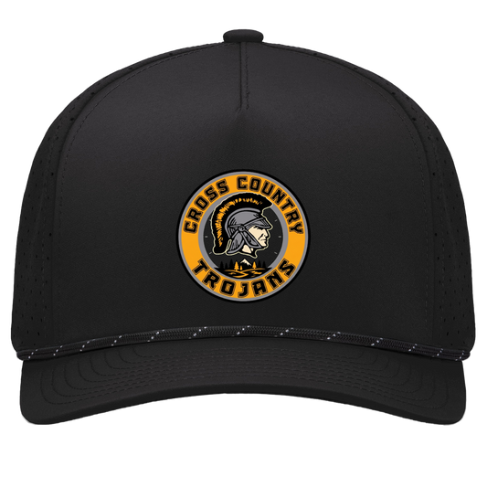 tc-trojans-cross-country-crest-v2-pacific-headwear-weekender-perforated-snapback-cap — Black/Black — Front — source sha256 15eb111fe07551968c0ebc9b7568c0b7639de10454448ca81d35a4a619cd19c2 — Color position 1