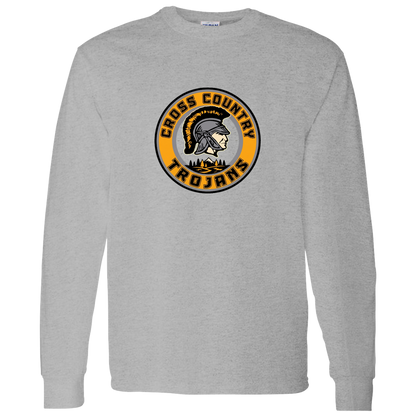 tc-trojans-cross-country-crest-v2-gildan-ls-t-shirt-5-3-oz — Sport Grey — Front — source sha256 176d1616e877502446d95953de6c8334a05ba48c15bee5dd65aba7b88badf921 — Color position 5