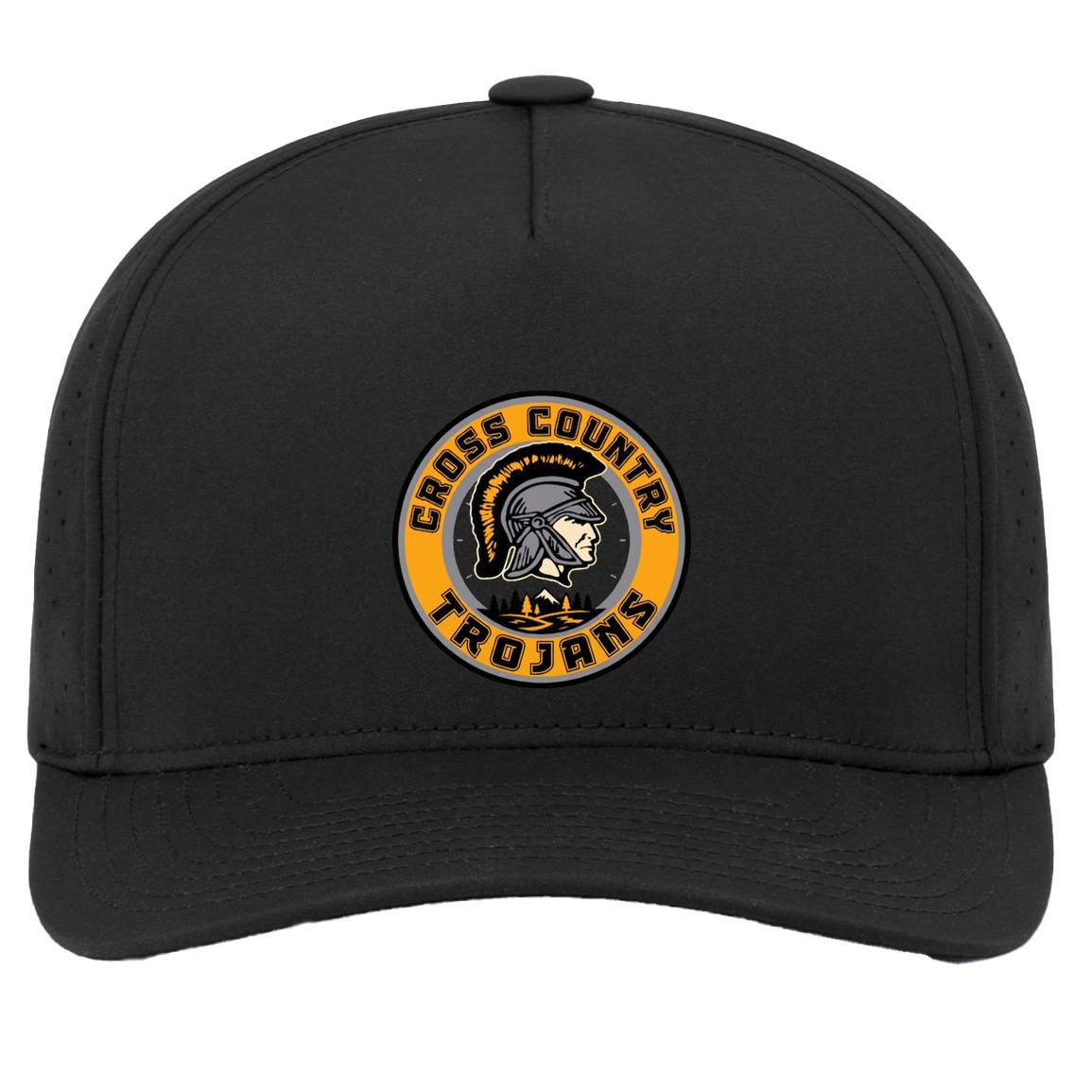 tc-trojans-cross-country-crest-v2-pacific-headwear-weekender-perforated-snapback-cap — Black — Front — source sha256 196393a61d5a99ee101dd7b45f26e38486098cd4ce47df399e2f03f232276909 — Color position 2