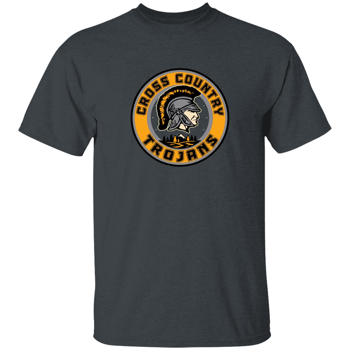 tc-trojans-cross-country-crest-v2-gildan-youth-5-3-oz-100-cotton-t-shirt — Dark Heather — Front — source sha256 1ca011b8e16af5e6464db296ee7c18c19bc98dd9f4503330d2d8857a9cf8c41b — Color position 4