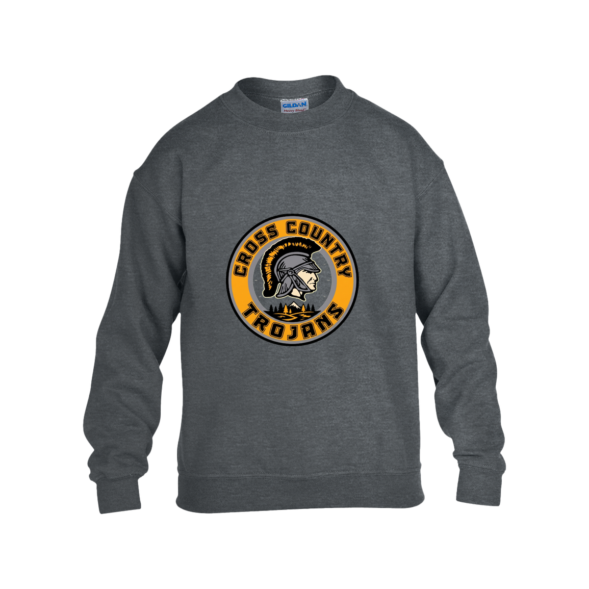 tc-trojans-cross-country-crest-v2-gildan-kids-heavy-blend-fleece-crew — Dark Heather — Front — source sha256 2cb8174ea494042520cc716b6327705d53d20ecf41fcbca4a0791abeb2cd1029 — Color position 2