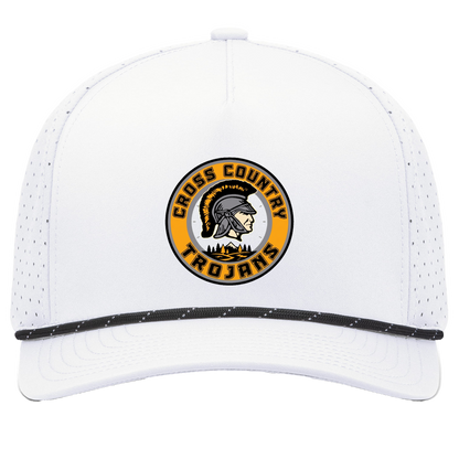 tc-trojans-cross-country-crest-v2-pacific-headwear-weekender-perforated-snapback-cap — White/Black — Front — source sha256 35ced157ede274ca462cb041547528dc1a3cff53e084d082b66944059ab674f1 — Color position 7