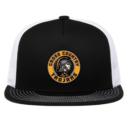 tc-trojans-cross-country-crest-v2-pacific-headwear-d-series-5-panel-trucker-snapback-cap — Black/White — Front — source sha256 3f3da0f4f1c0a82fc6e6ae83f6fc0c375dbc5825c83d68911d71ab401564b431 — Color position 2