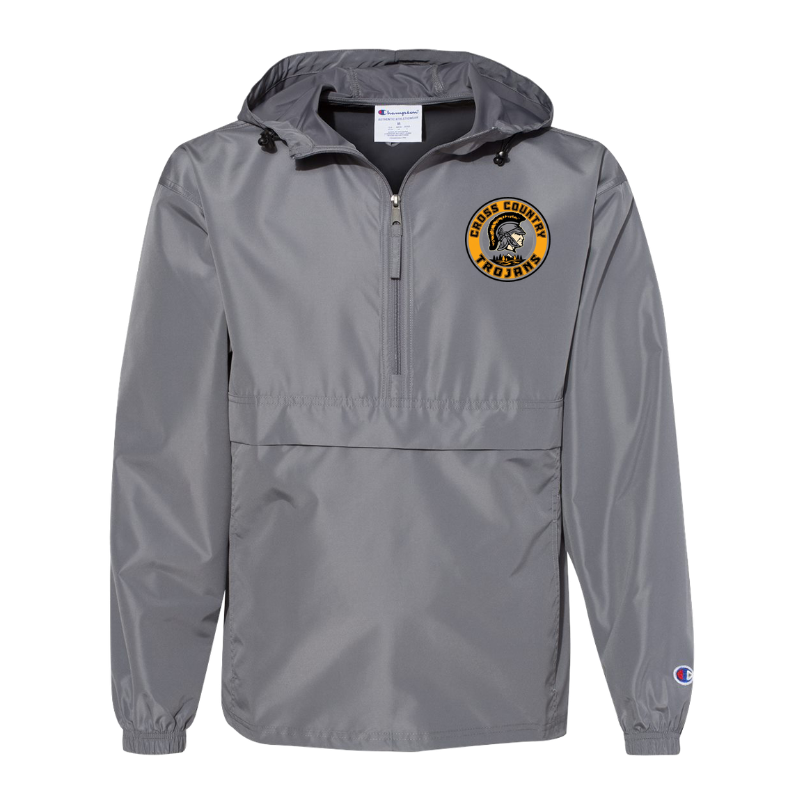 tc-trojans-cross-country-crest-v2-champion-unisex-packable-anorak-jacket — Graphite — Front — source sha256 4bc5a0f8b54c97a9c056e27249d27f7c8336d765840e76ffcd4608dab97285aa — Color position 2