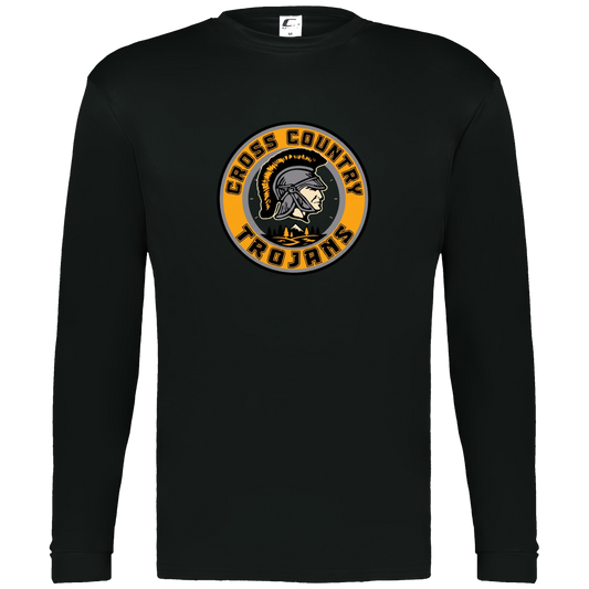 tc-trojans-cross-country-crest-v2-c2-mens-performance-long-sleeve-tee — Black — Front — source sha256 4edab2a2dddcbf2fded43cbdaf6ad9468a276aba966ed846fe7108127426f3f1 — Color position 1