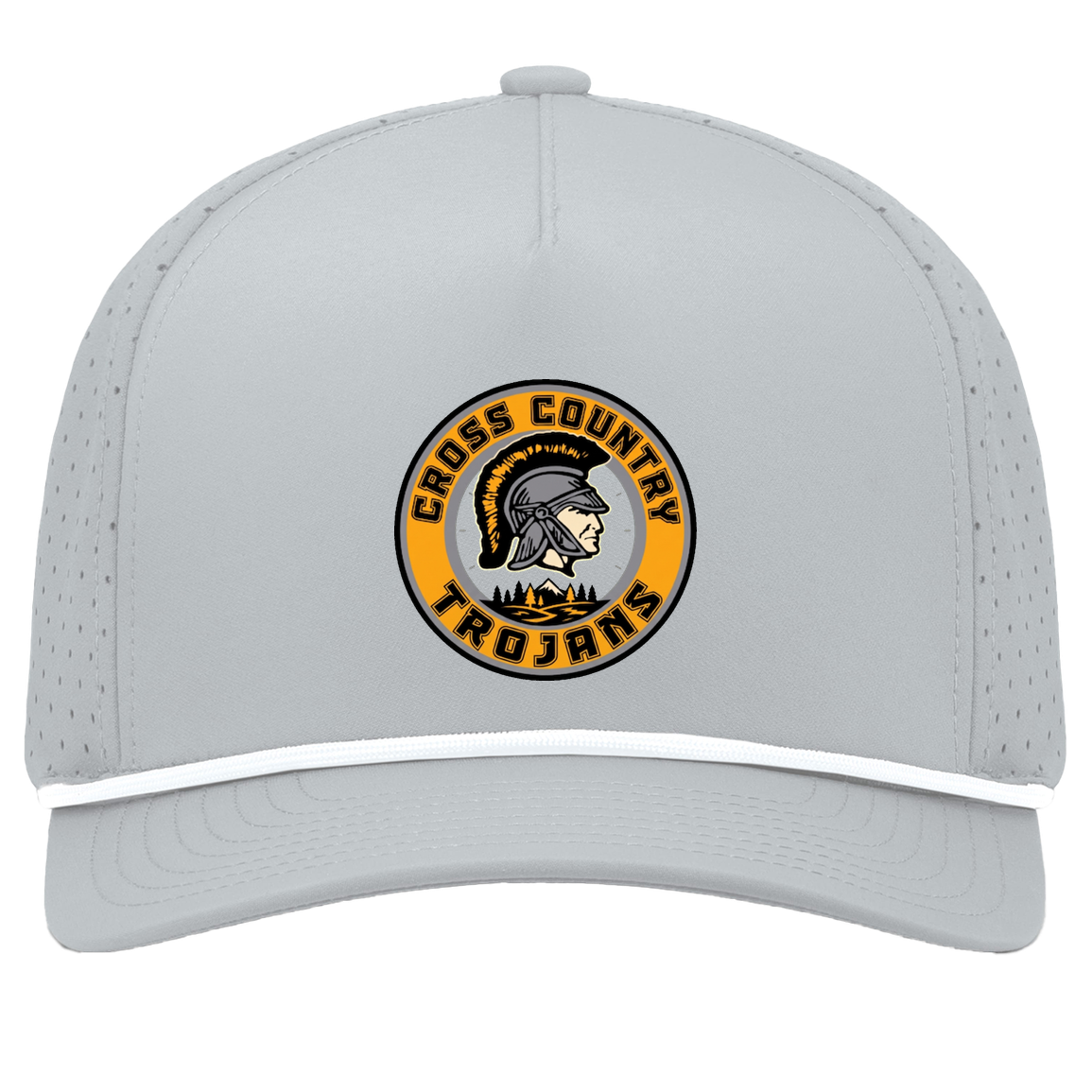 tc-trojans-cross-country-crest-v2-pacific-headwear-weekender-perforated-snapback-cap — Silver/White — Front — source sha256 4fd167d9f4022b9d288a48f64a2dac8fe94bad0b266f7fa05ed82cef78b06ce2 — Color position 5