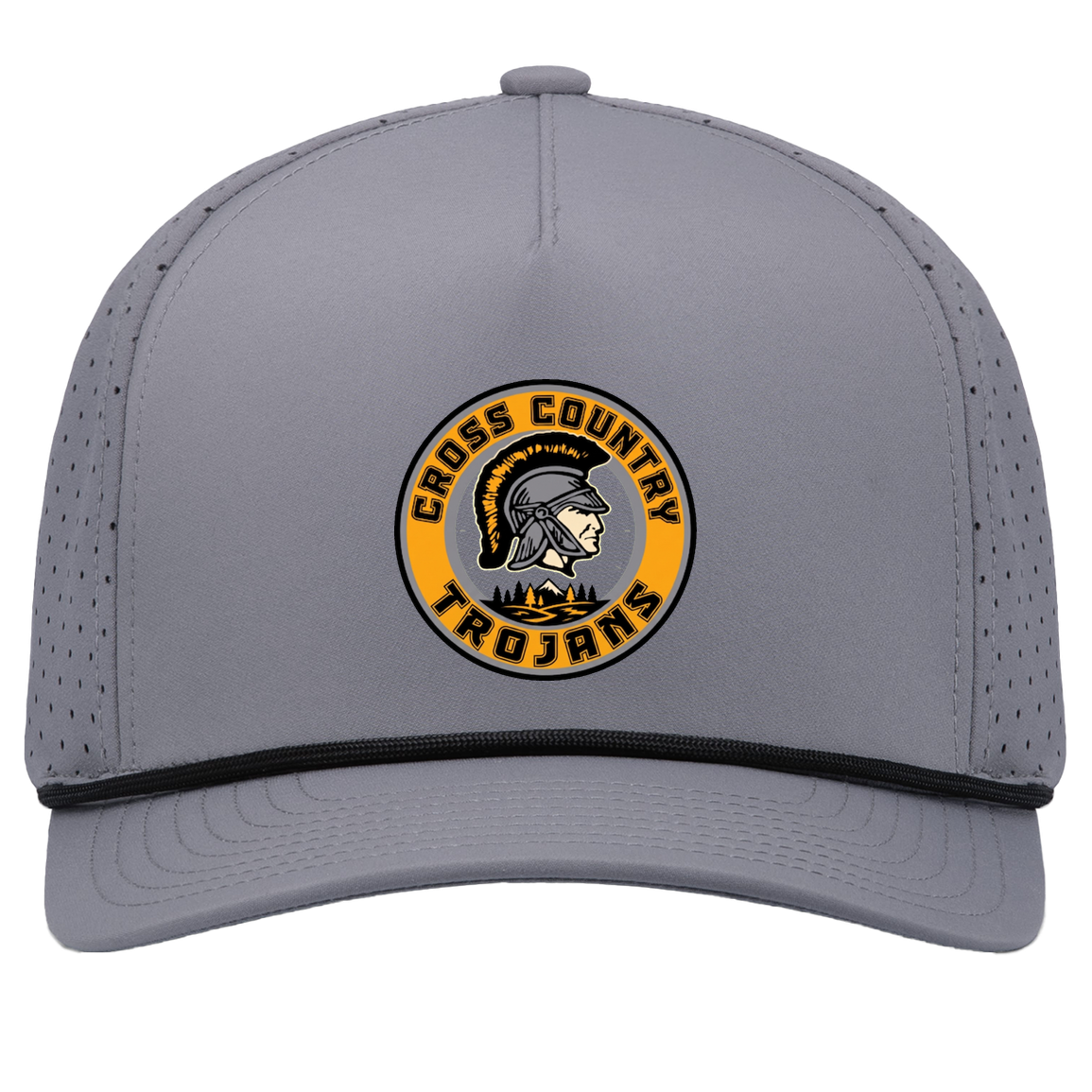 tc-trojans-cross-country-crest-v2-pacific-headwear-weekender-perforated-snapback-cap — Graphite/Black — Front — source sha256 9a4e311b298d5036f8566113634fb3669e4c49425b9a819e5b6a28ca412384e9 — Color position 3