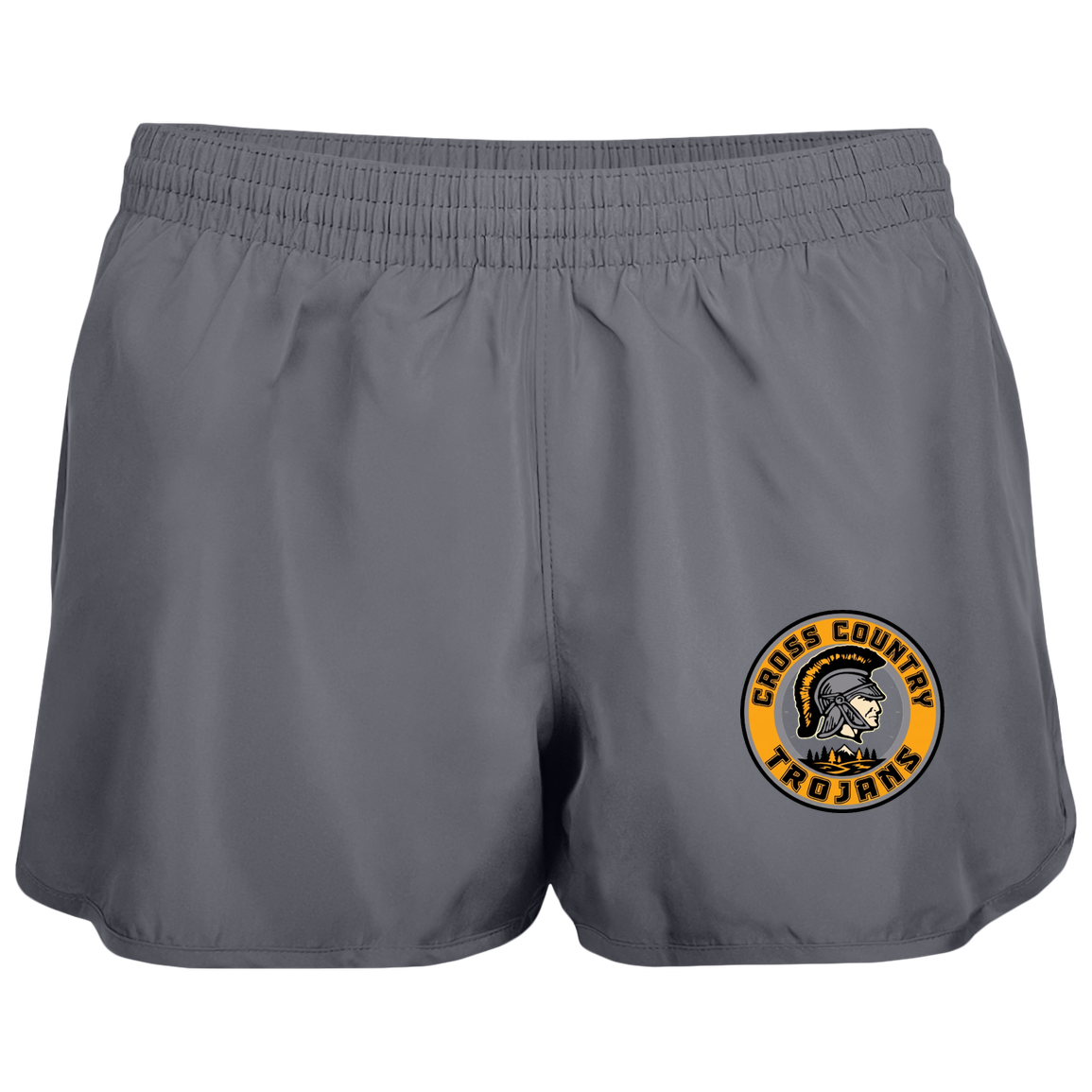 tc-trojans-cross-country-crest-v2-augusta-ladies-wayfarer-running-shorts — Graphite — Front — source sha256 b240132799158955c5f342b794915fc3a6d76d3f818fa5cacd353af0f28b1ae2 — Color position 2