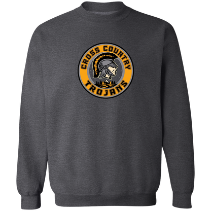 tc-trojans-cross-country-crest-v2-gildan-crewneck-pullover-sweatshirt — Dark Heather — Front — source sha256 bb5c2a1c89bde0b35f853371960b5186160651ada334f6987d4d549eac18286d — Color position 6