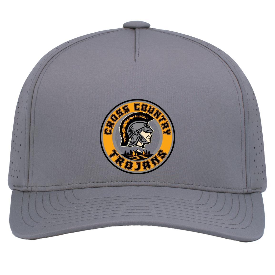 tc-trojans-cross-country-crest-v2-pacific-headwear-weekender-perforated-snapback-cap — Graphite — Front — source sha256 bf209cb555317812a758cea9c01c11eadc3687d6ccf4fd068949ee9fdf815f8c — Color position 4
