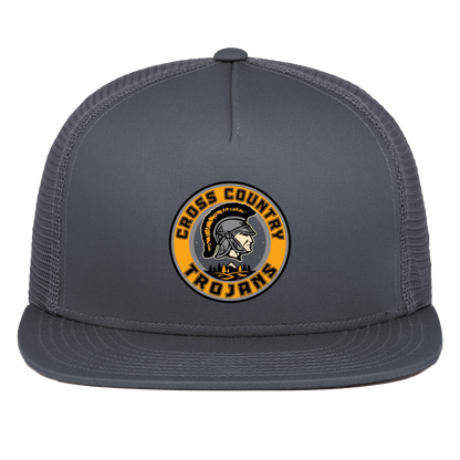 tc-trojans-cross-country-crest-v2-pacific-headwear-d-series-5-panel-trucker-snapback-cap — Graphite — Front — source sha256 c125d81742250b07d5d6fab1b0c2861fbca5033de4ce25d34b5485dbaeb78815 — Color position 3