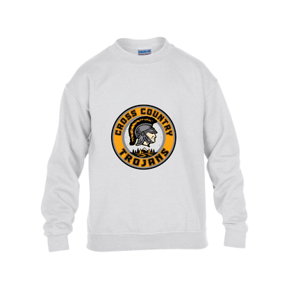 tc-trojans-cross-country-crest-v2-gildan-kids-heavy-blend-fleece-crew — White — Front — source sha256 d3e94d128efe4e1592e1c9488bca0dc2f593e19197732a19b77e395d083a3b08 — Color position 4