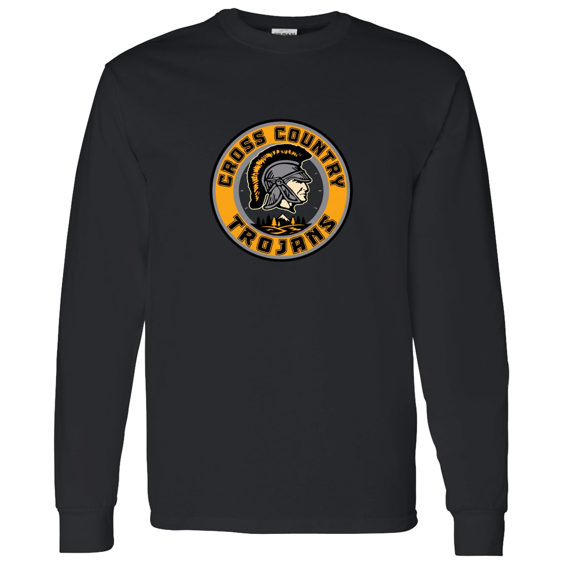 tc-trojans-cross-country-crest-v2-gildan-ls-t-shirt-5-3-oz — Black — Front — source sha256 ddc3b7b60f70ee1e98b6e289bffd4626660b7d8854da096507e575bfd4c10460 — Color position 4