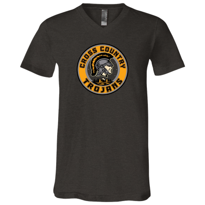 tc-trojans-cross-country-crest-v2-bella-canvas-unisex-jersey-ss-v-neck-t-shirt — Dark Grey Heather — Front — source sha256 de46f85746bbc0f70ebff13a4a0c5634a461730ba81f9752880b066afcaafee8 — Color position 3