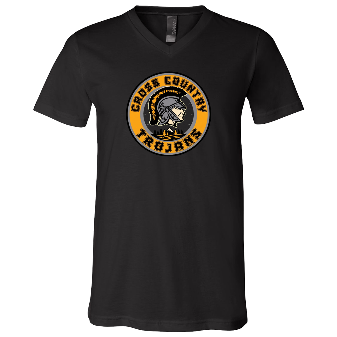 tc-trojans-cross-country-crest-v2-bella-canvas-unisex-jersey-ss-v-neck-t-shirt — Black — Front — source sha256 e942758a26c94cb9e1edf620b14d32f8b6149f9cf9ae552a847d2cee30a9234e — Color position 2