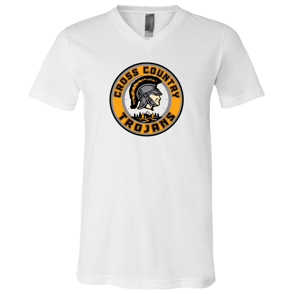 tc-trojans-cross-country-crest-v2-bella-canvas-unisex-jersey-ss-v-neck-t-shirt — White — Front — source sha256 ee3aa3ac4569284297911f219f0cb6d7ad208384b36d7ae57a30b2e870a8dd5f — Color position 1