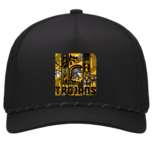 tc-trojans-cross-country-tiles-v2-pacific-headwear-weekender-perforated-snapback-cap — Black/Black — Front — source sha256 3bc10ff555d45075df161905e2be0d4b7467f3d825be7dff768675f884550e24 — Color position 1