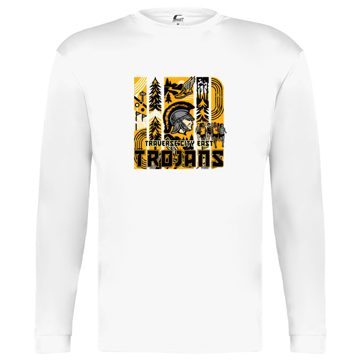 tc-trojans-cross-country-tiles-v2-c2-kids-performance-long-sleeve-tee — White — Front — source sha256 4d48cb6e383a93fd40b22de2b619dc59c9a473a17af2a2390da6735316599e72 — Color position 4