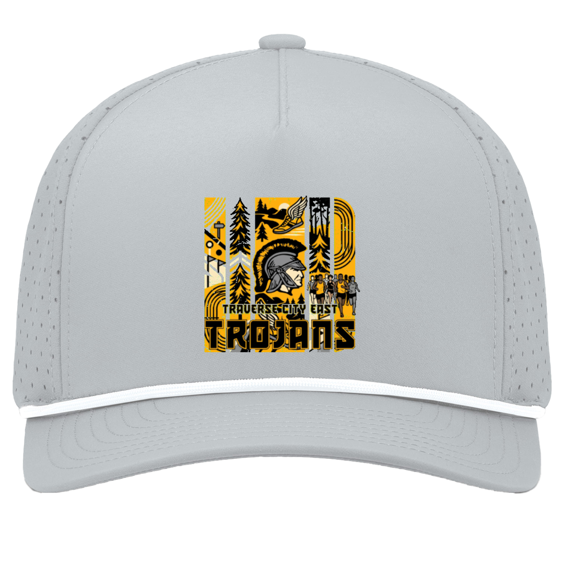 tc-trojans-cross-country-tiles-v2-pacific-headwear-weekender-perforated-snapback-cap — Silver/White — Front — source sha256 5d59679ffc5b9084b4fb4cffa6dee92171497032426d46a1056604551f6ec0b4 — Color position 5