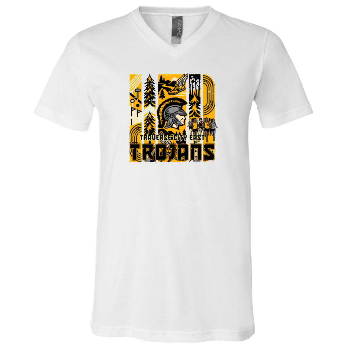 tc-trojans-cross-country-tiles-v2-bella-canvas-unisex-jersey-ss-v-neck-t-shirt — White — Front — source sha256 6b1483fda0d34eed5bf98175cdbb190f38db8797d77867d91af8b3f30f5de9a3 — Color position 1