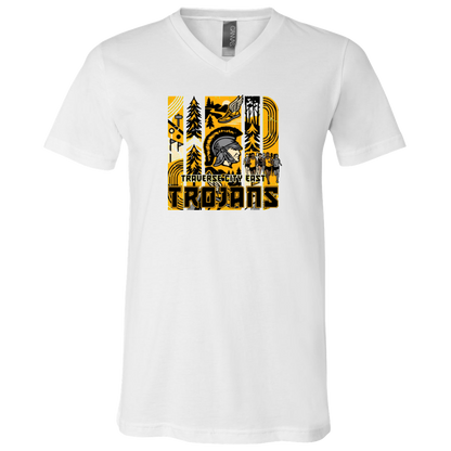tc-trojans-cross-country-tiles-v2-bella-canvas-unisex-jersey-ss-v-neck-t-shirt — White — Front — source sha256 6b1483fda0d34eed5bf98175cdbb190f38db8797d77867d91af8b3f30f5de9a3 — Color position 1