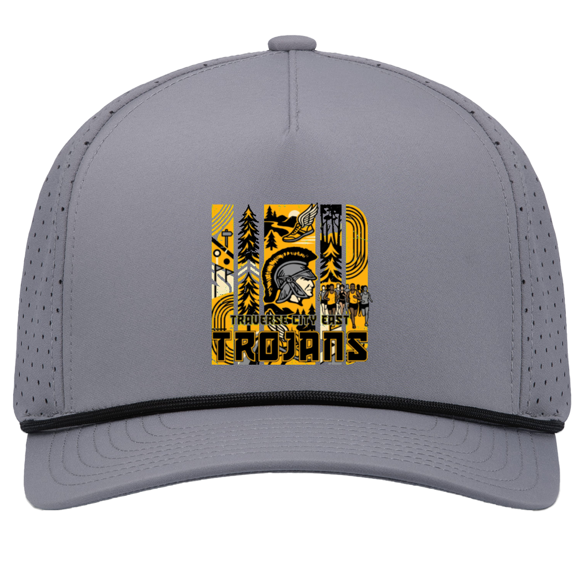 tc-trojans-cross-country-tiles-v2-pacific-headwear-weekender-perforated-snapback-cap — Graphite/Black — Front — source sha256 785dabf5e817472b0873b5fa5d229a363a9e330315e05f08d5f1c1b7d848fb75 — Color position 3