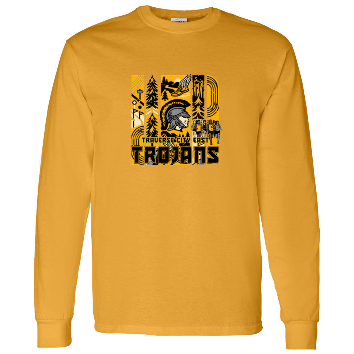 tc-trojans-cross-country-tiles-v2-gildan-ls-t-shirt-5-3-oz — Gold — Front — source sha256 8db70f630cdedb937b541f186348e1289b0fbbe2f4b34a54bc441c120e1fe88c — Color position 6