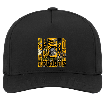 tc-trojans-cross-country-tiles-v2-pacific-headwear-weekender-perforated-snapback-cap — Black — Front — source sha256 a94fc420a73cf16a341cf560a03bcf3b836540ac391e5e1630ff2ba4ca61a8c5 — Color position 2