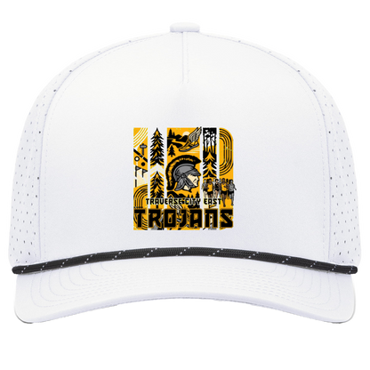 tc-trojans-cross-country-tiles-v2-pacific-headwear-weekender-perforated-snapback-cap — White/Black — Front — source sha256 cb7e653e2ea40fa5efd422bfc182b2f9d0421ce651e78732dffdfbb4c3b369ca — Color position 7
