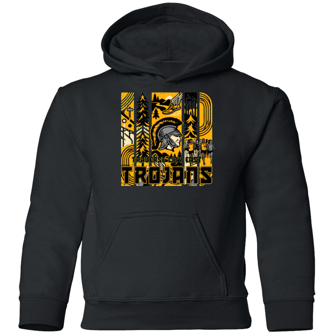 tc-trojans-cross-country-tiles-v2-gildan-youth-pullover-hoodie — Black — Front — source sha256 e0d81989658f888ce1cde8d818f750bd0ad28dc04d5a1491d3005a4336963a18 — Color position 3