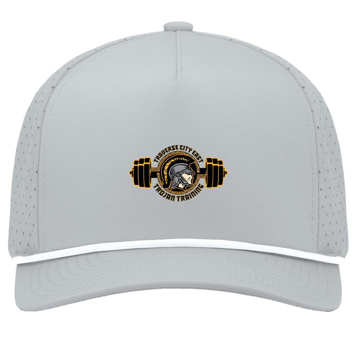 tc-trojans-ems-training-logo-pacific-headwear-weekender-perforated-snapback-cap — Silver/White — Front — source sha256 015292b254ac4f60c4190403649fa44d172138a02984cb0cff10a87e634f262d — Color position 5