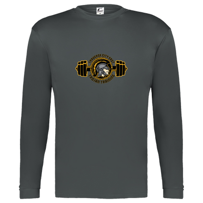 tc-trojans-ems-training-logo-c2-kids-performance-long-sleeve-tee — Graphite — Front — source sha256 06014ef34520fb5fb8beb54590e5b9d7682906154f6ae082dd4b59d5b406d122 — Color position 2