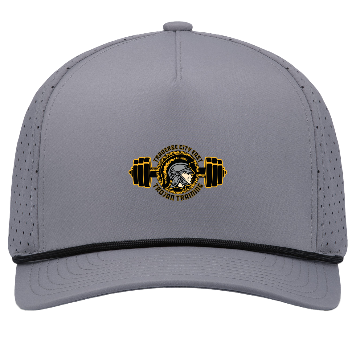tc-trojans-ems-training-logo-pacific-headwear-weekender-perforated-snapback-cap — Graphite/Black — Front — source sha256 2b2774c963050d066ac0abeec66ca55626ae2fb9d06ca1b97ccff10ebb4a48c1 — Color position 3